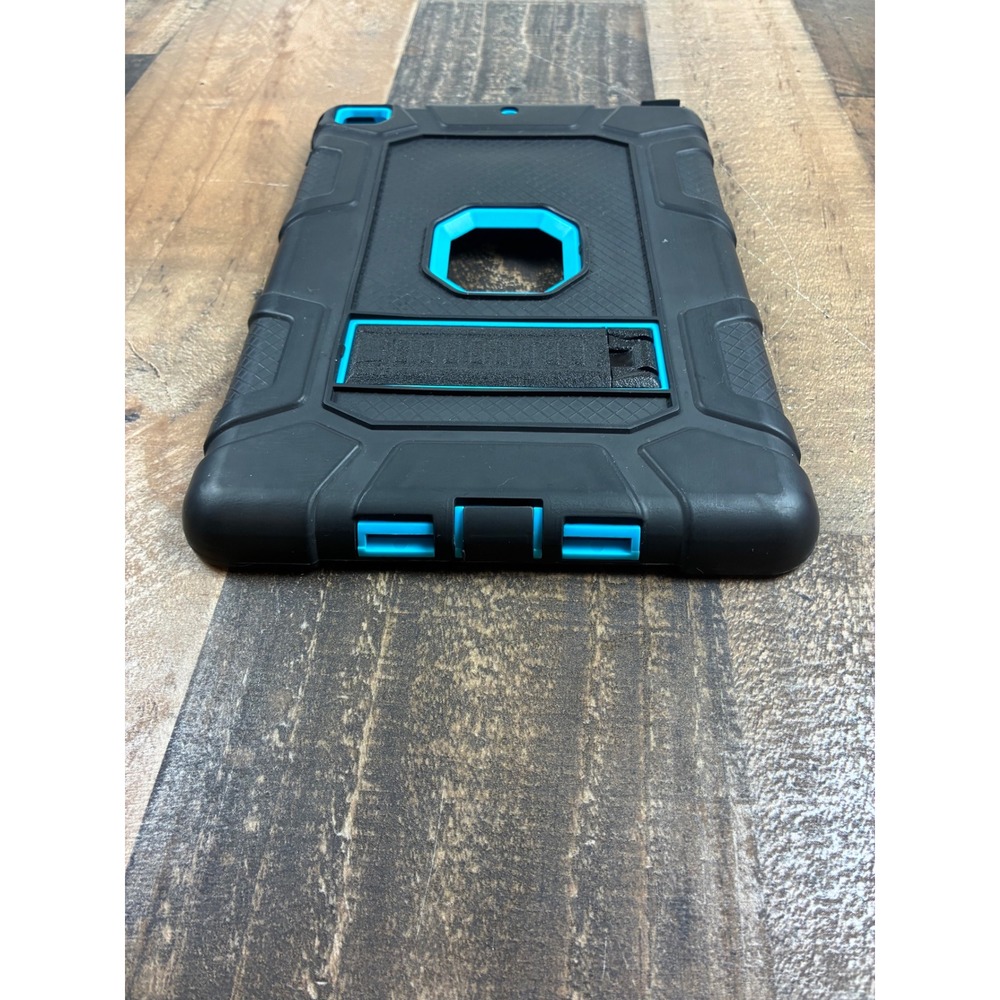 Seymac Rugged Tablet Case with Rotating Hand Strap Kickstand Black Blue - Picture 2 of 9